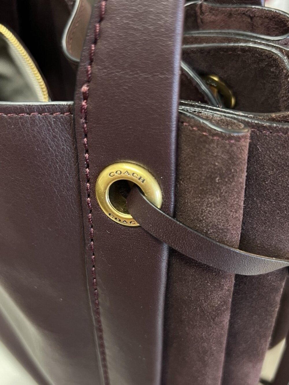 Coach 1941 Harmony Hobo Bag Suede Leather Oxblood Red 53352 Color Block - Picture 5 of 9